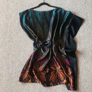 Bebe 100% silk Butterfly tunic top size XS